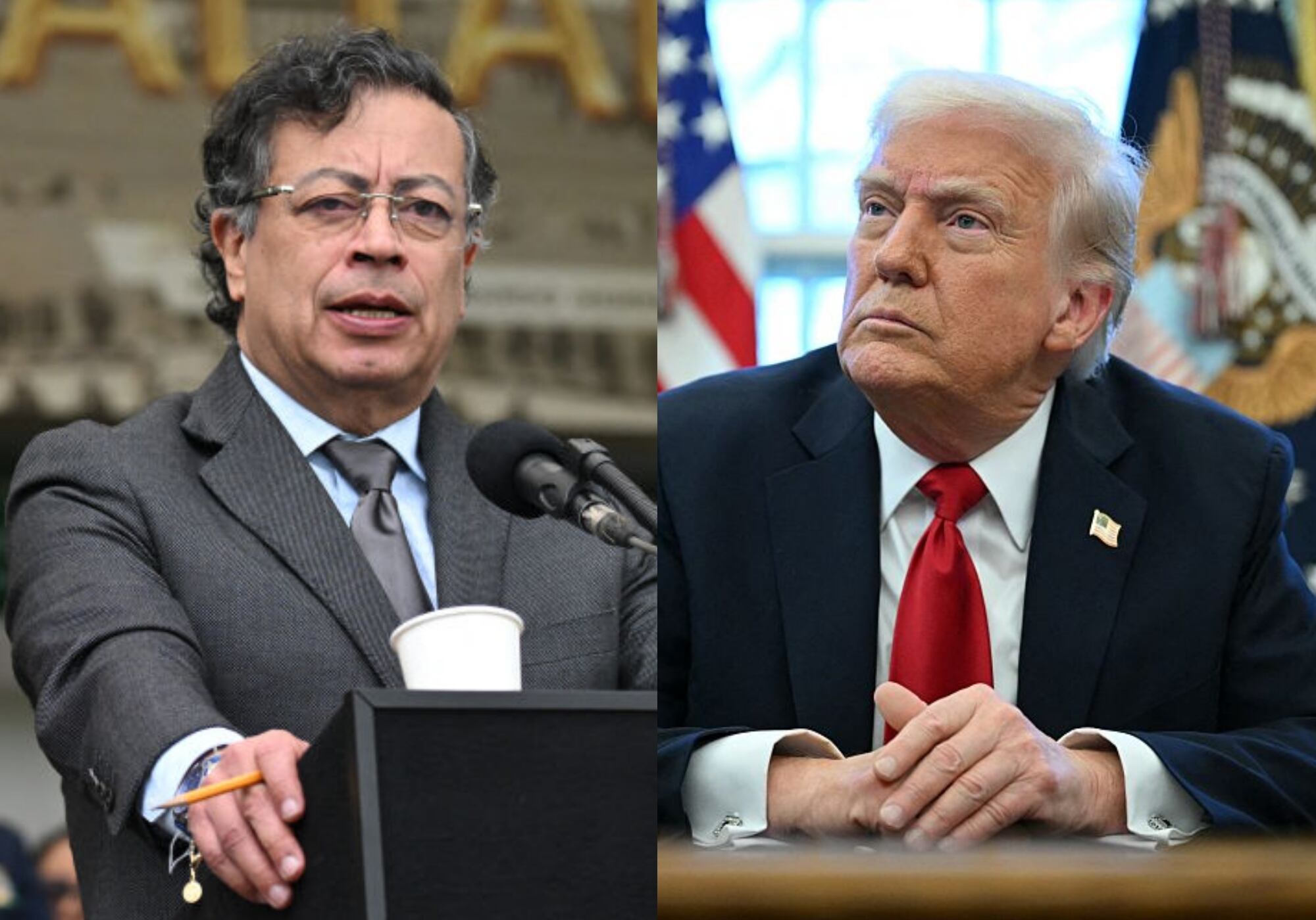 Gustavo Petro y Donald Trump. Foto: (Photo by RAUL ARBOLEDA/AFP via Getty Images)  / (Photo by MANDEL NGAN/AFP via Getty Images)