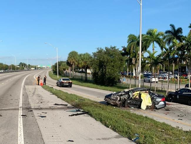 Accidente en la autopista Palmetto Expressway en el condado de Miami-Dade. Foto: Twitter: @FHPMiami