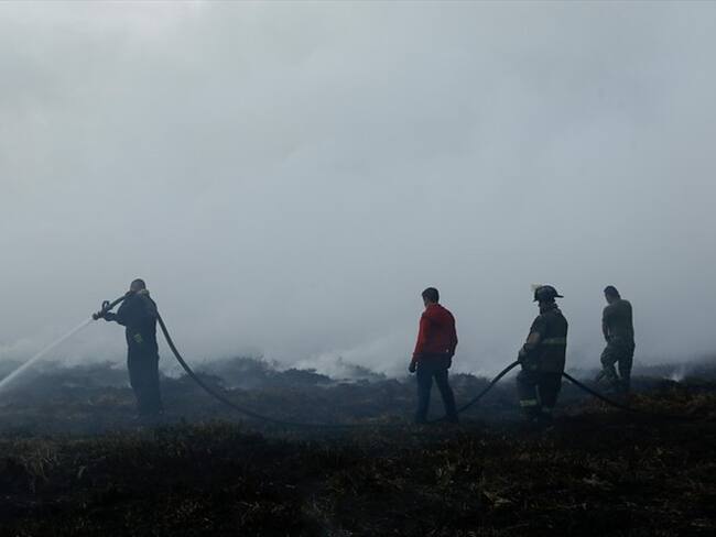 Bomberos lograron controlar el incendio en cerro de Cristo Rey de Cali. Foto: Colprensa