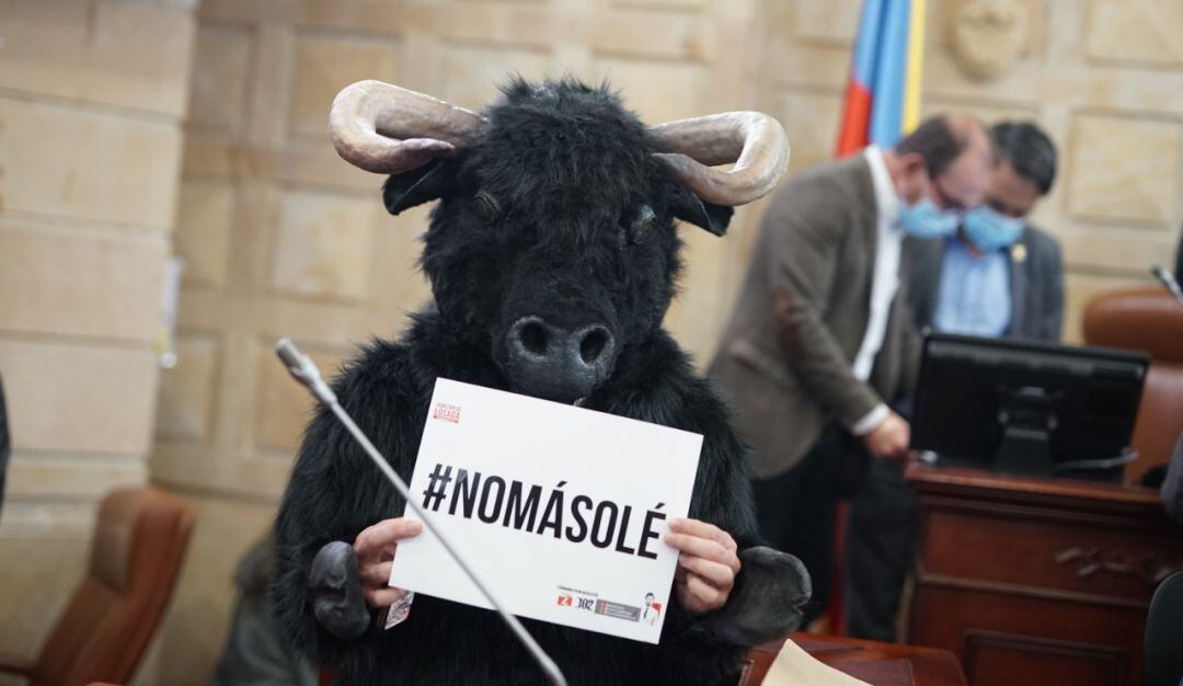 Representante Juan Carlos Losada, disfrazado de toro