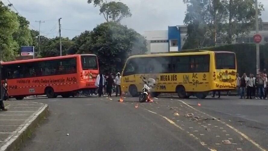 Se logró la captura de dos jóvenes quienes, al parecer, eran estudiantes de la Universidad Tecnológica de Pereira (UTP) y generaron actos vandálicos. Foto: Cortesía