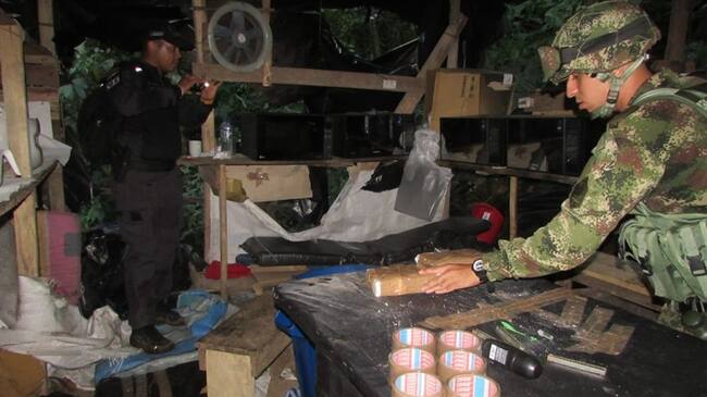 Destruyen tres laboratorios cocaleros atribuidos a disidencias de las Farc. Foto: Cortesía Ejército Nacional