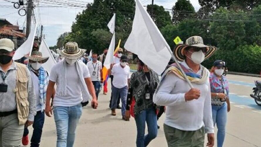 Autoridades solicitan acompañamiento a la peregrinación de excombatientes de las Farc. Foto: Cortesía https://prensarural.org/