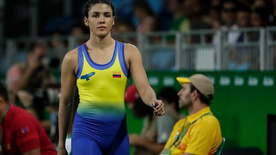 Andrea Olaya, ganadora de la presea dorada en Lucha de 76 kg. Foto: Colprensa