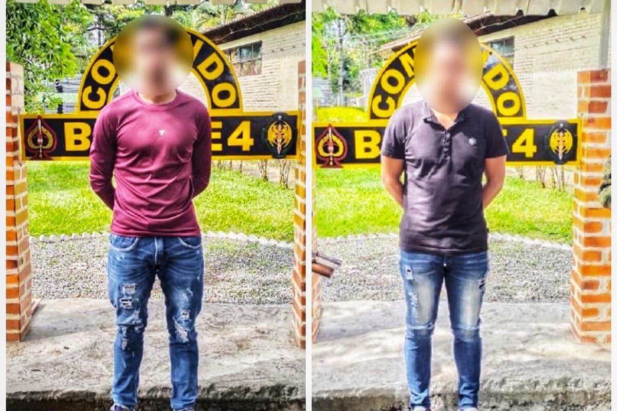 Alias 'Camilo', presunto cabecilla de la estructura Jaime Martínez y alias ‘Santiago’ quien sería cabecilla del Gaor Franco Benavides. Crédito: Ejército Nacional.