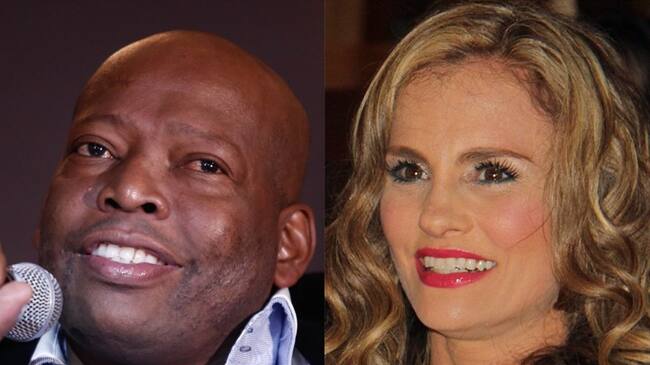 Exfutbolista Faustino Asprilla y actriz Aura Cristina Geithner. Foto: Colprensa - Sofía Toscano / Colprensa