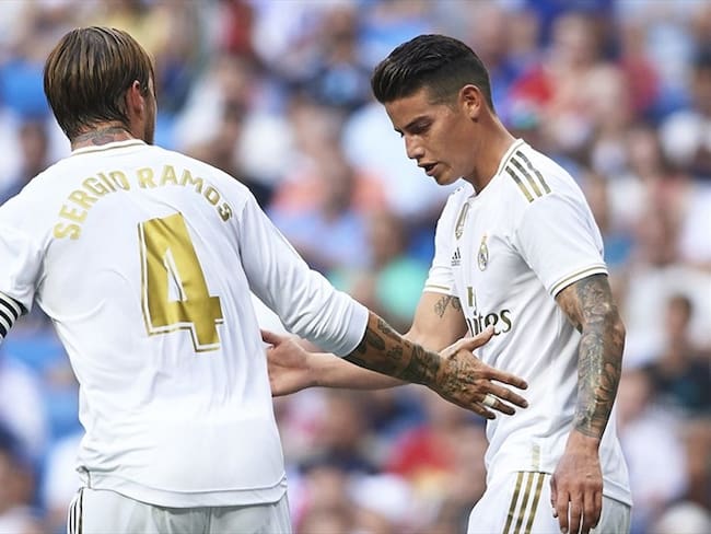 Sergio Ramos y James Rodríguez en el Real Madrid. Foto: Quality Sport Images/Getty Images