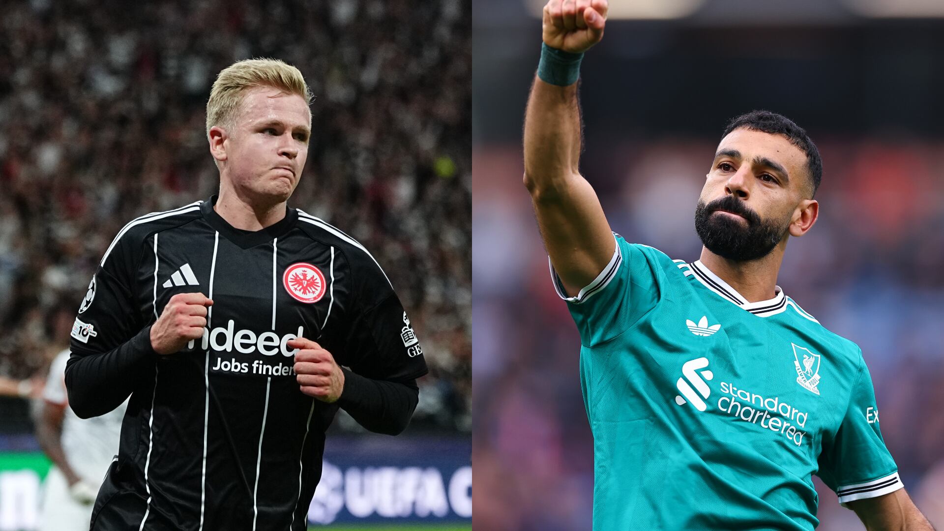 Jonathan Burkard y Mohamed Salah. FOTOS: Ulrik Pedersen y Robbie Jay Barratt/Getty Images