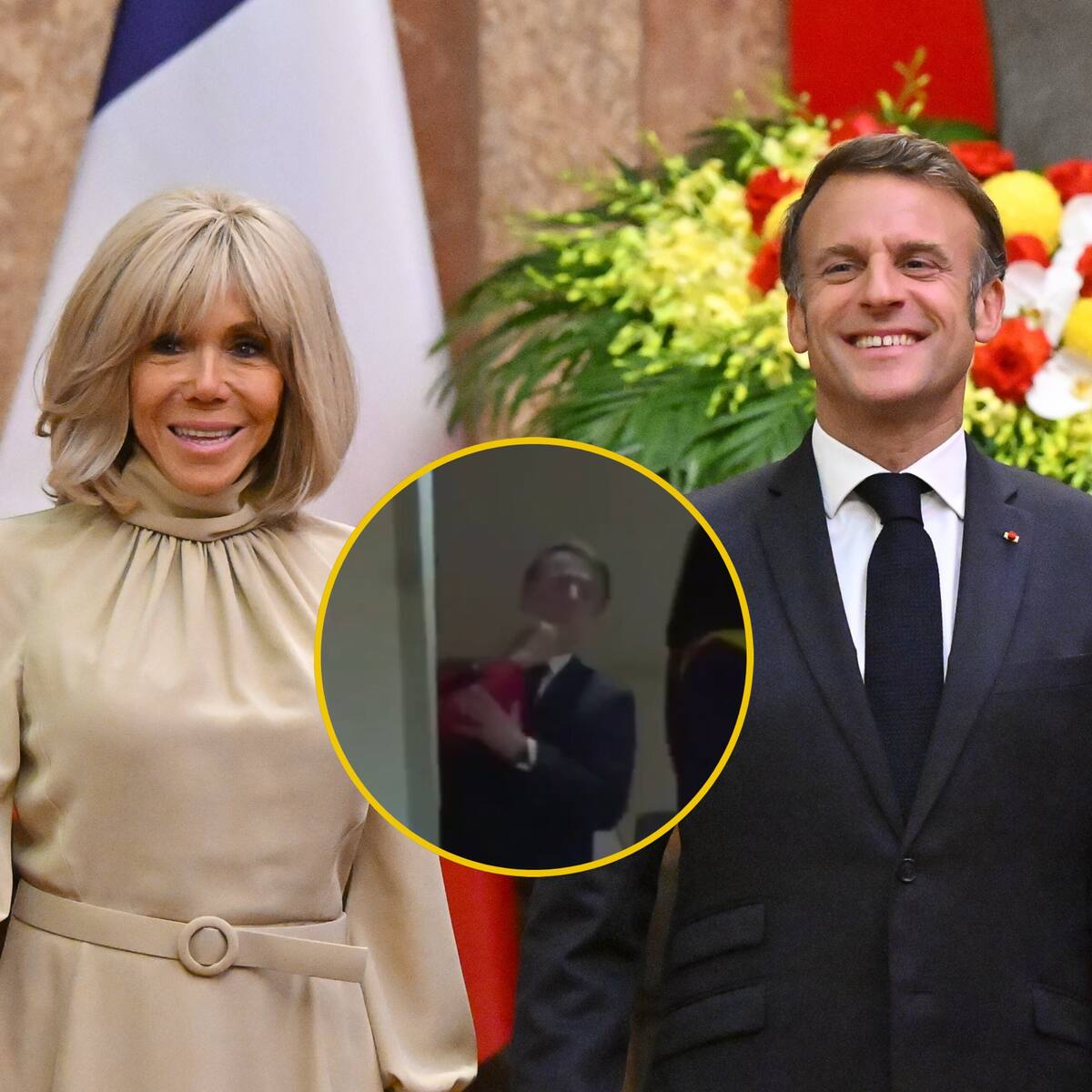Video: así fue el momento en que Emmanuel Macron fue empujado por su esposa en un avión