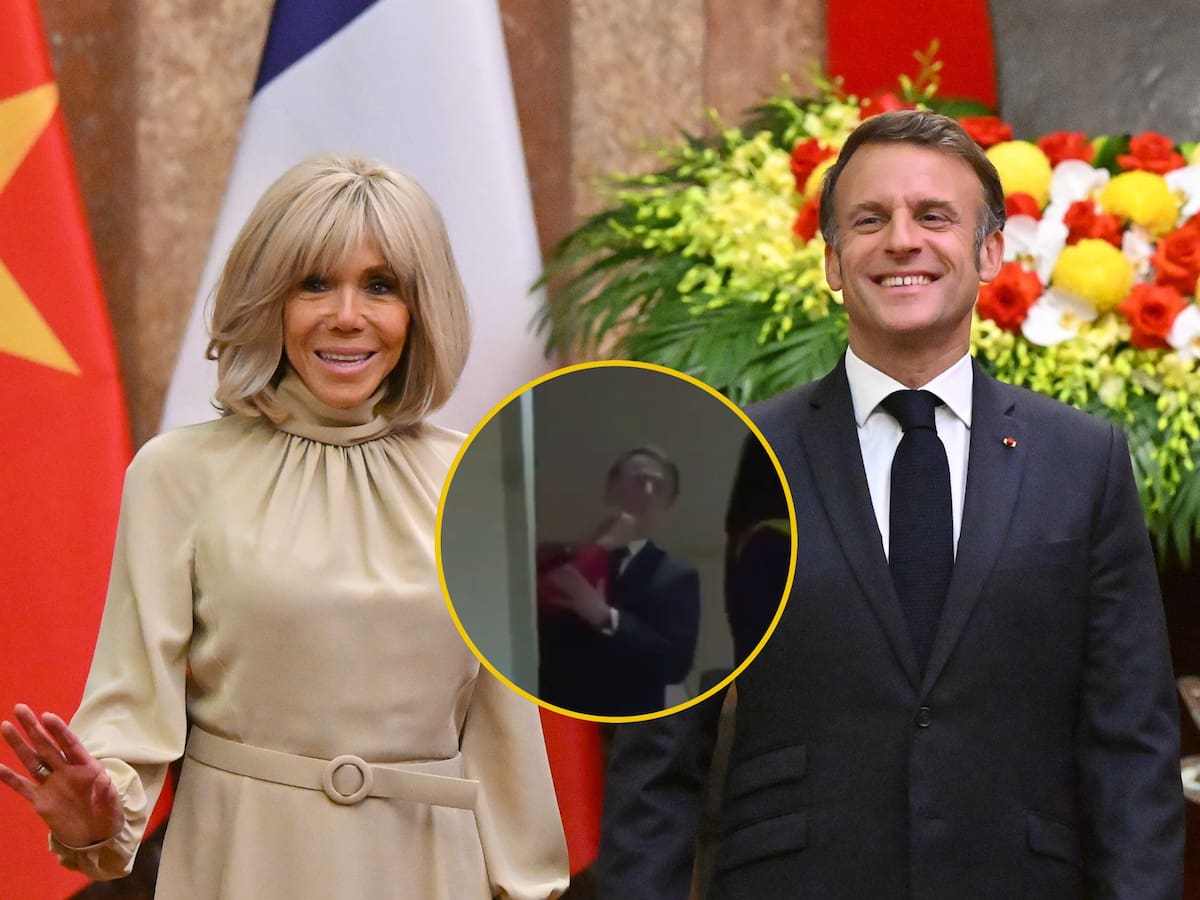 Video: así fue el momento en que Emmanuel Macron fue empujado por su esposa en un avión