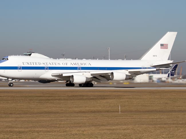 Boeing E-4 de la Fuerza Aérea de Estados Unidos. Foto: Fabrizio Gandolfo/SOPA Images/LightRocket via Getty Images.