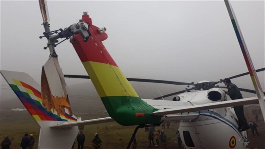 Helicóptero en el que viajaba el presidente Evo Morales sufrió una falla mecánica. Foto: Twitter