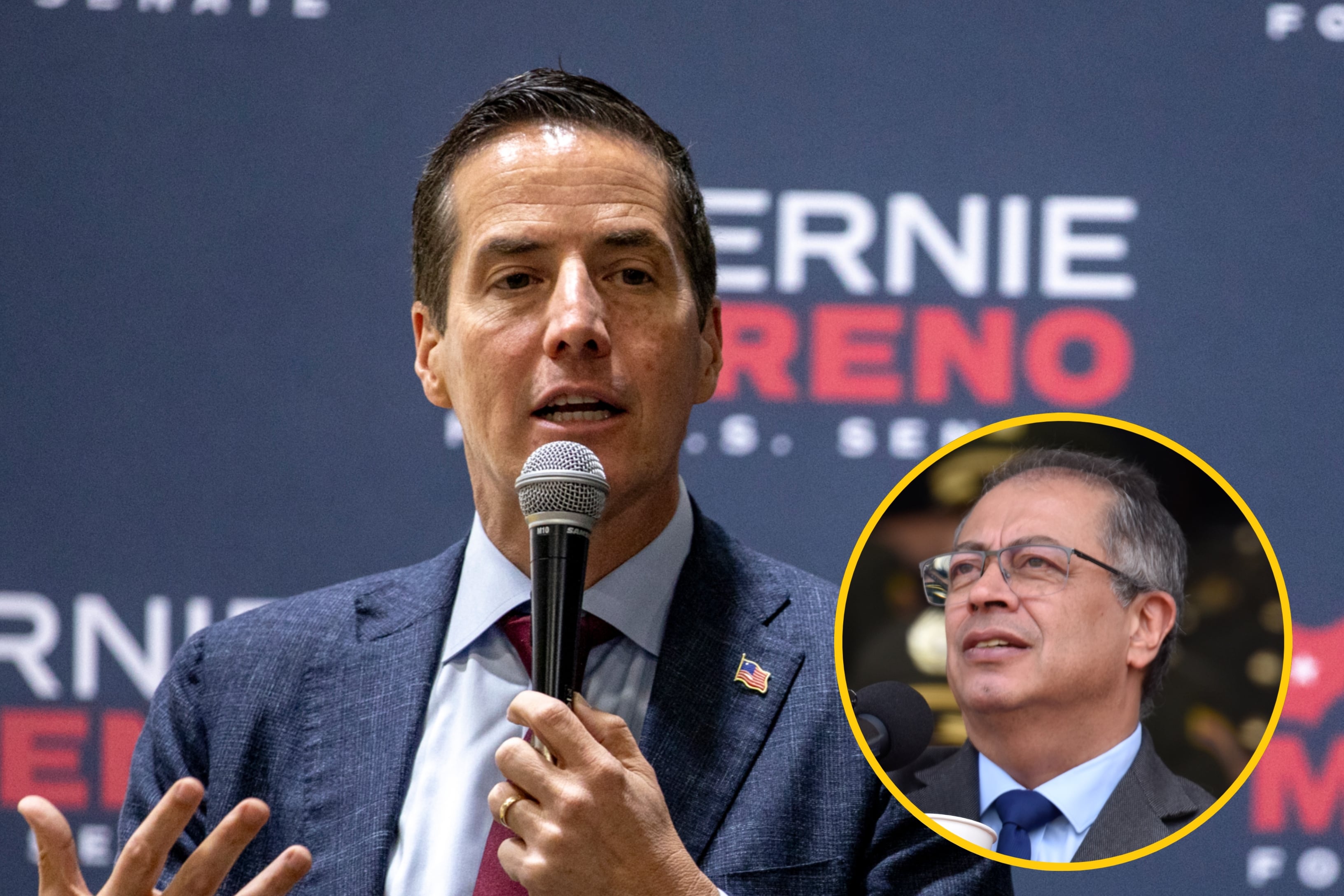 Bernie Moreno (Emily Elconin/Getty Images) y Gustavo Petro (Cristian Bayona/Long Visual Press/Universal Images Group via Getty Images)