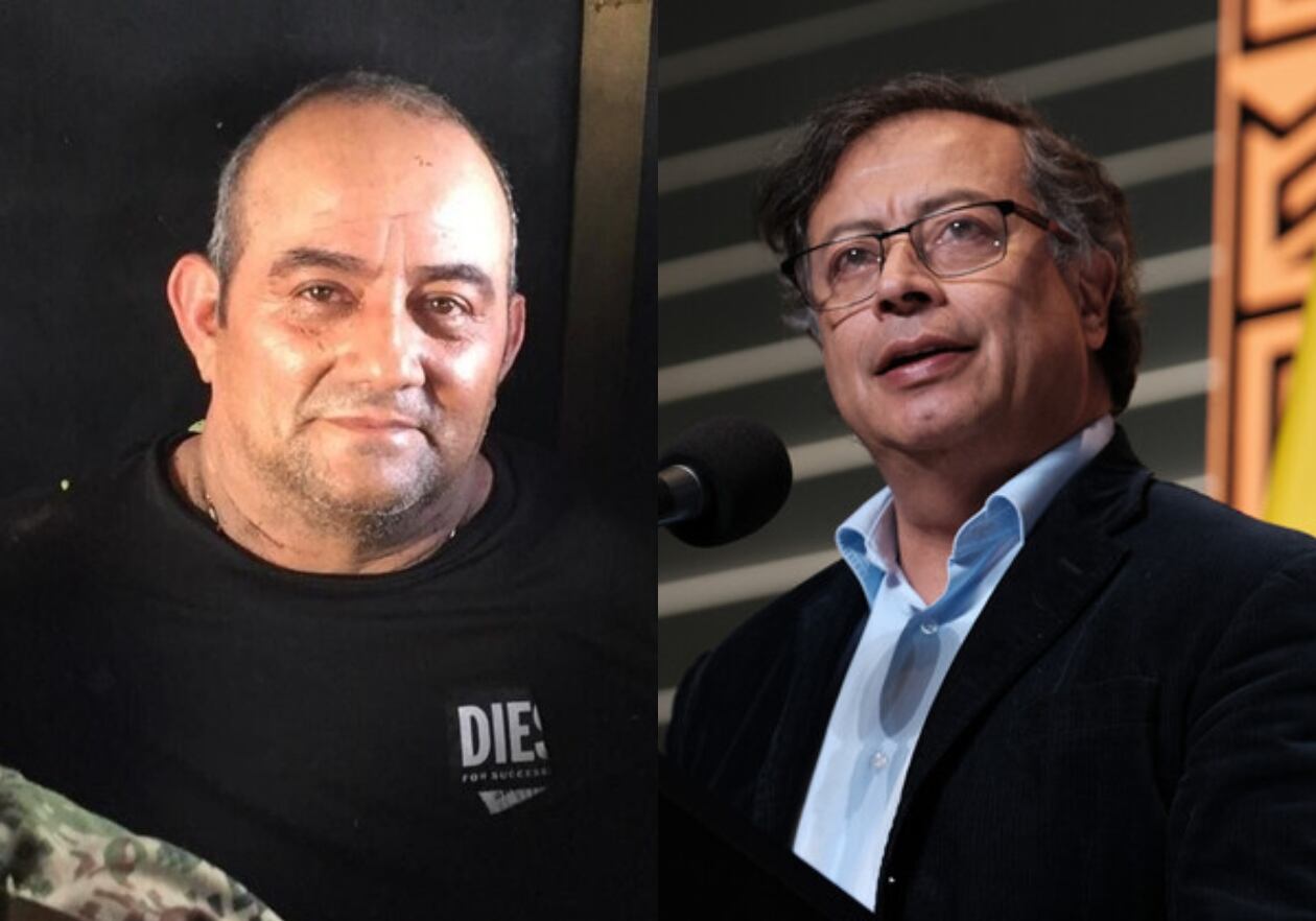 Alias 'Otoniel' y presidente Gustavo Petro. Foto: Colprensa.