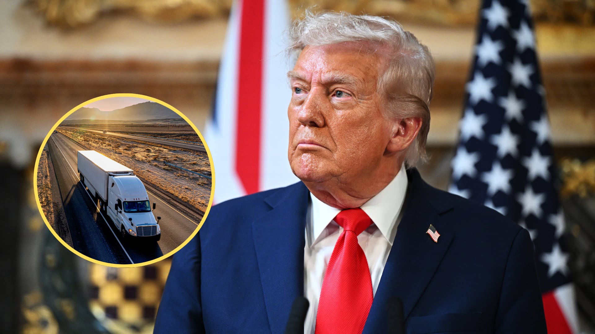 Presidente Donald Trump, imagen de referencia camión pesado . Foto:  Leon Neal/Getty Images/Getty Images