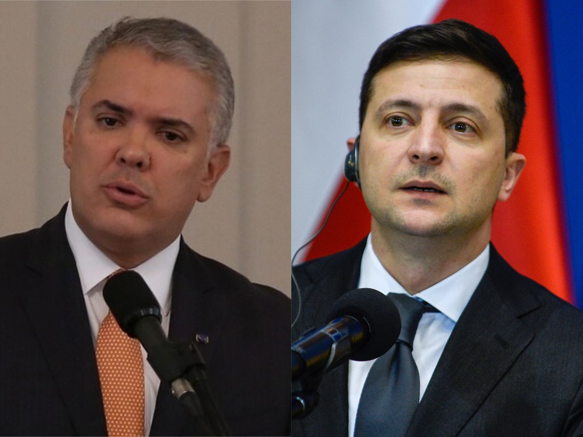 Iván Duque y Volodimir Zelenski. Foto: Colprensa - Camila Díaz / Omar Marques/Getty Images