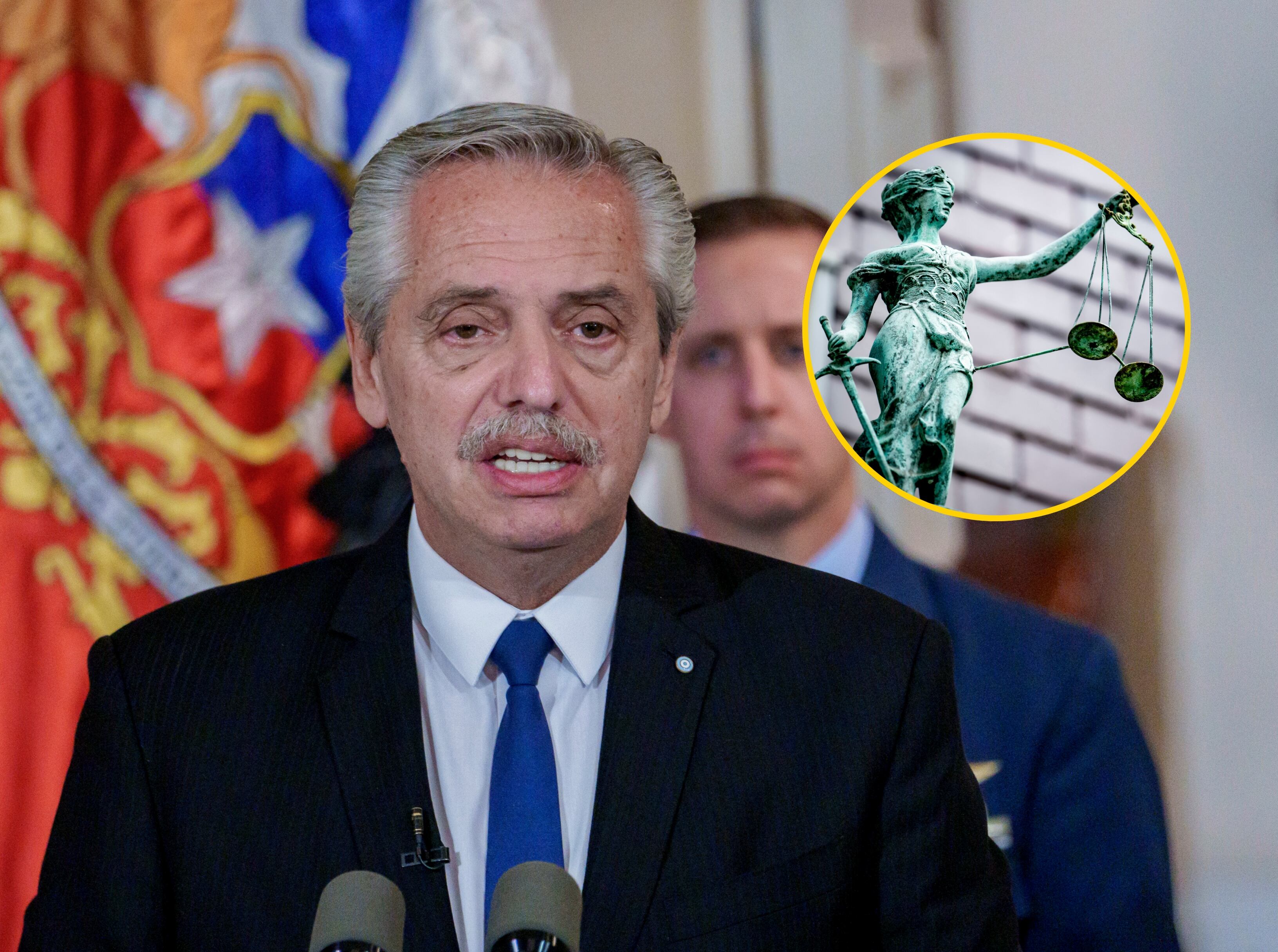 Expresidente de Argentina, Alberto Fernández durante una conferencia de prensa. FOTO: Sebastián Vivallo Oñate/Agencia Makro/Getty Images