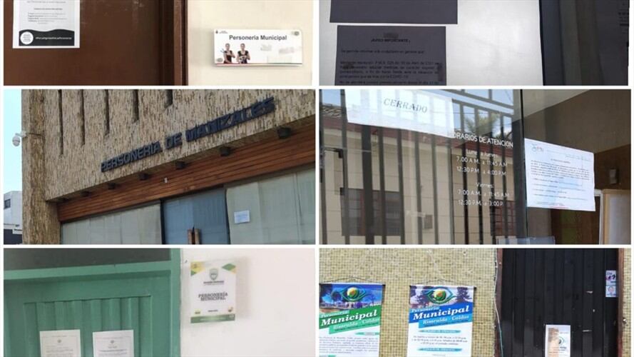 Personerías Municipales cerraron sus puertas por incumplimientos del estado. Foto: Enviada por el Personero de Manizales, Fernando Arcila.