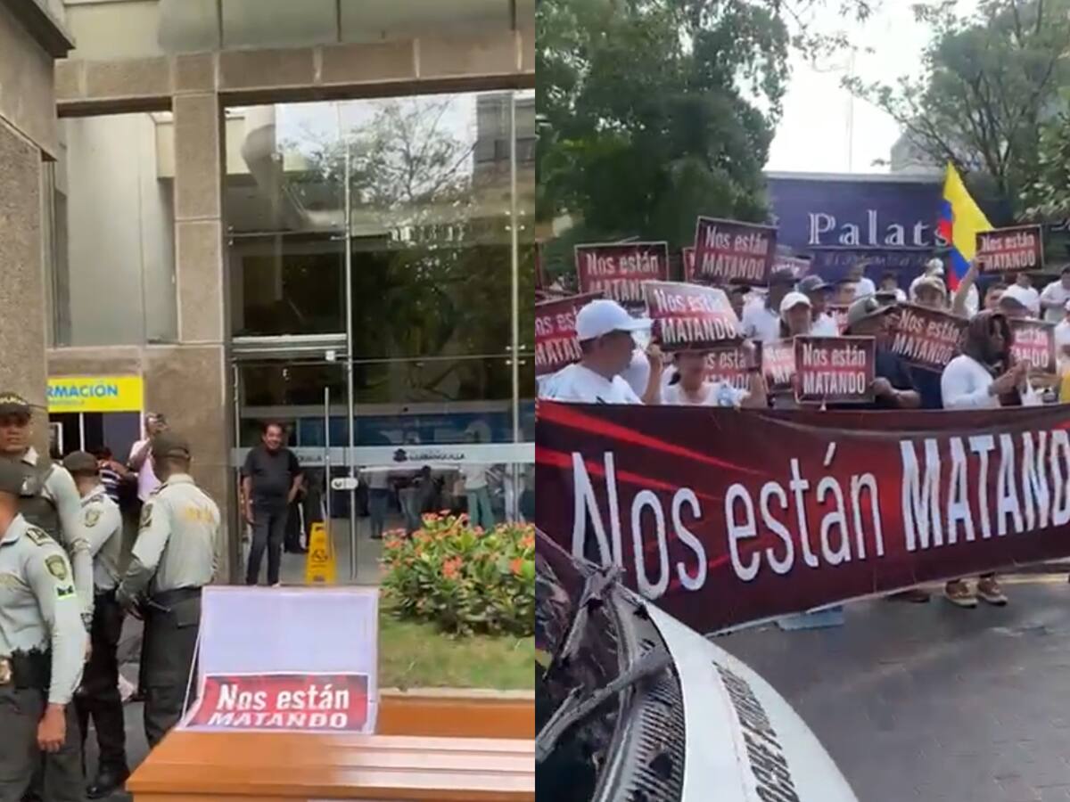 Con ataúd, comerciantes se manifestaron a las afueras de la Alcaldía de Barranquilla