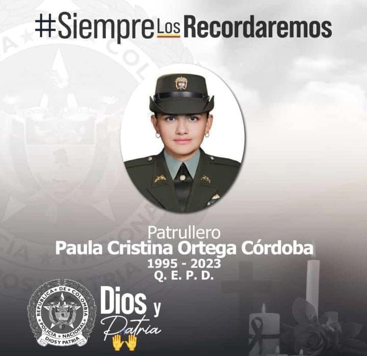 Patrullera de la Policía Paula Cristina Ortega Córdoba, adscrita a la policía Metropolitana de Neiva.