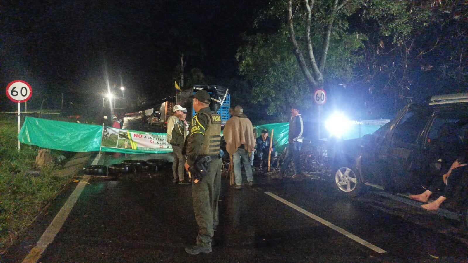 Paro campesino en Norte de Santander. / Foto: Cortesía policía tránsito y transporte Norte de Santander.