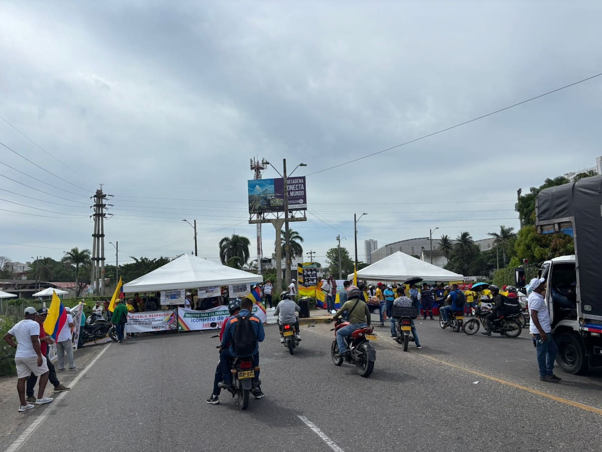 Paro nacional: así está el bloqueo en Mamonal, zona industrial de Cartagena