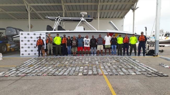 La Armada Nacional y el CTI de la Fiscalía lograron la incautación de 561 kilogramos de clorhidrato de cocaína. Foto: Dijín