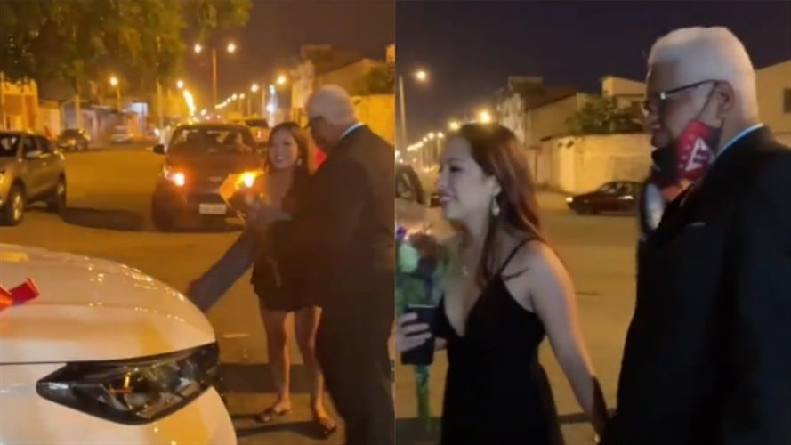 Video: Sugar daddy le regaló carro y iPhone 12 a su novia. Foto: TikTok Pijamas Losba