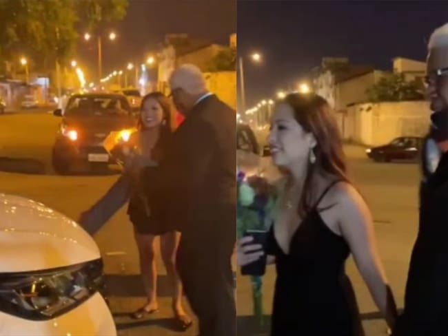 Video: Sugar daddy le regaló carro y iPhone 12 a su novia. Foto: TikTok Pijamas Losba