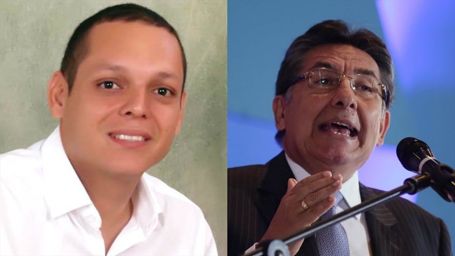 Néstor Humberto Martínez (d) reiteró que la Fiscalía tiene en su poder un video en el que se evidencia que Edgardo “el Nene” Pérez recibió altas sumas de dinero por la asignación del PAE. Foto: Colprensa