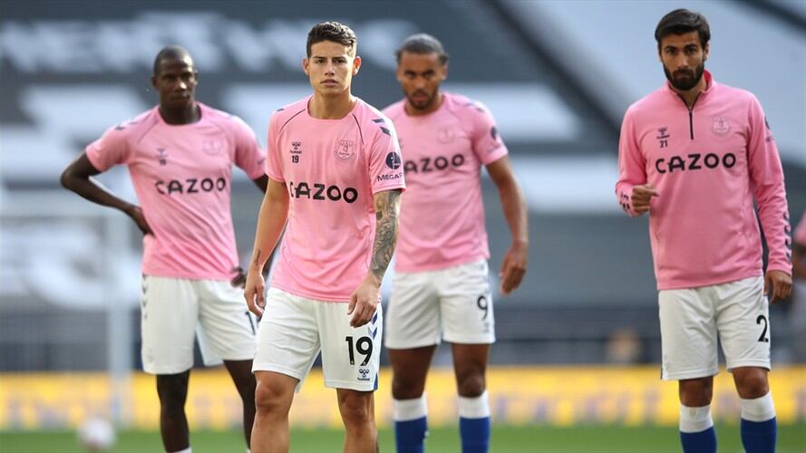 James Rodríguez entrenando con el Everton. Foto: Getty