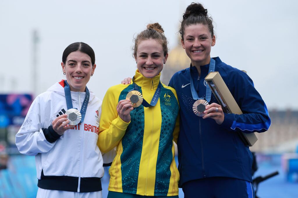 Podio ciclismo de ruta femenina contrareloj. Foto: Jan Woitas/picture alliance via Getty Images.