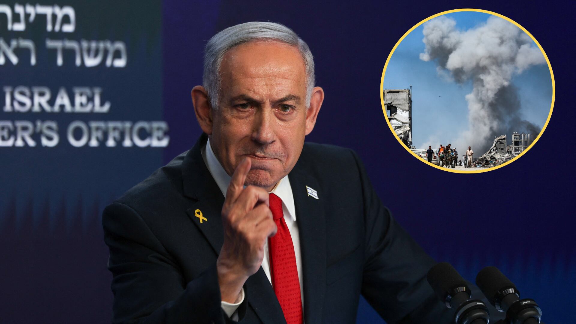 Benjamin Netanyahu. Foto: RONEN ZVULUN/POOL/AFP via Getty Images- Gaza. Foto: BASHAR TALEB/AFP via Getty Images.