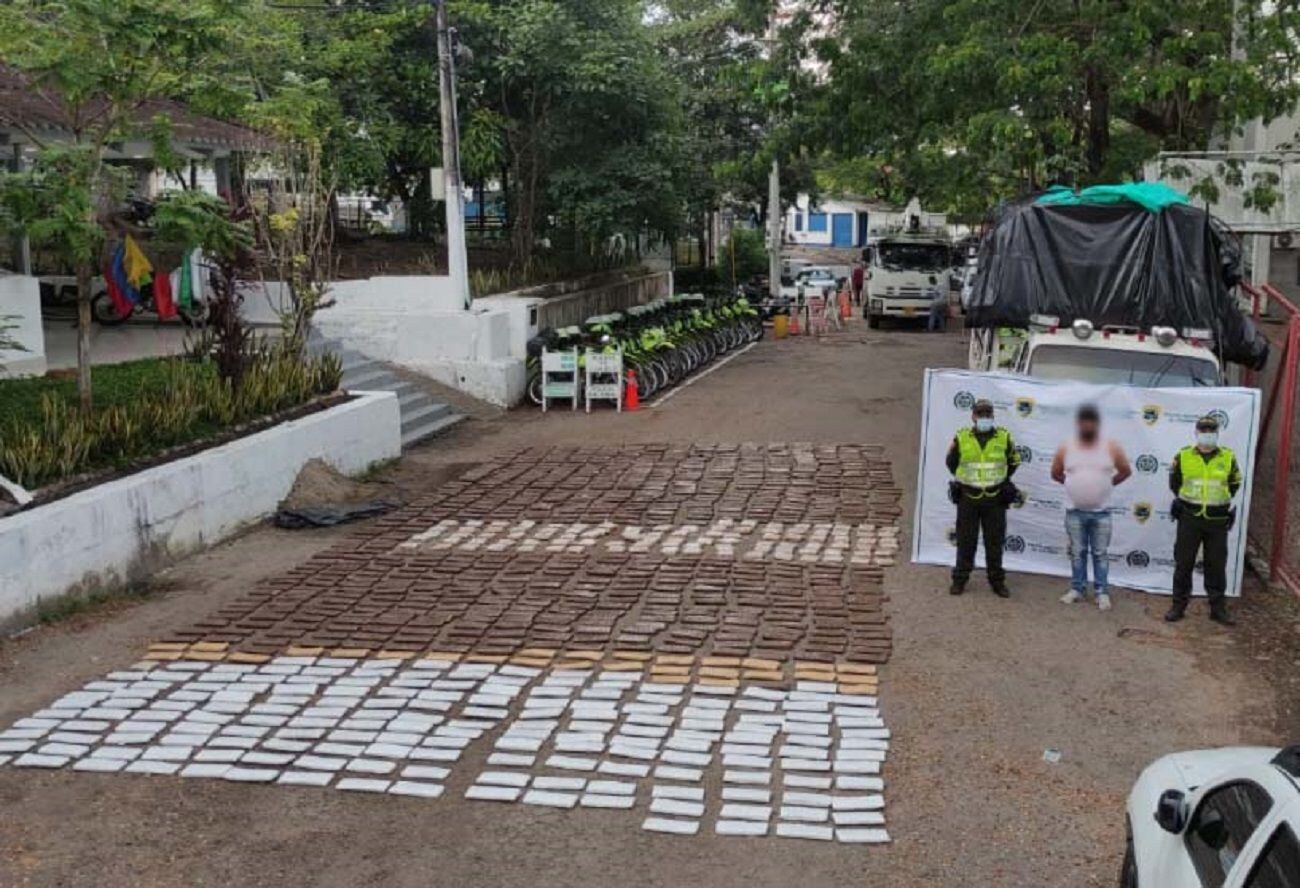 Media tonelada de marihuana incautada en Caldas. Crédito: Policía Caldas.