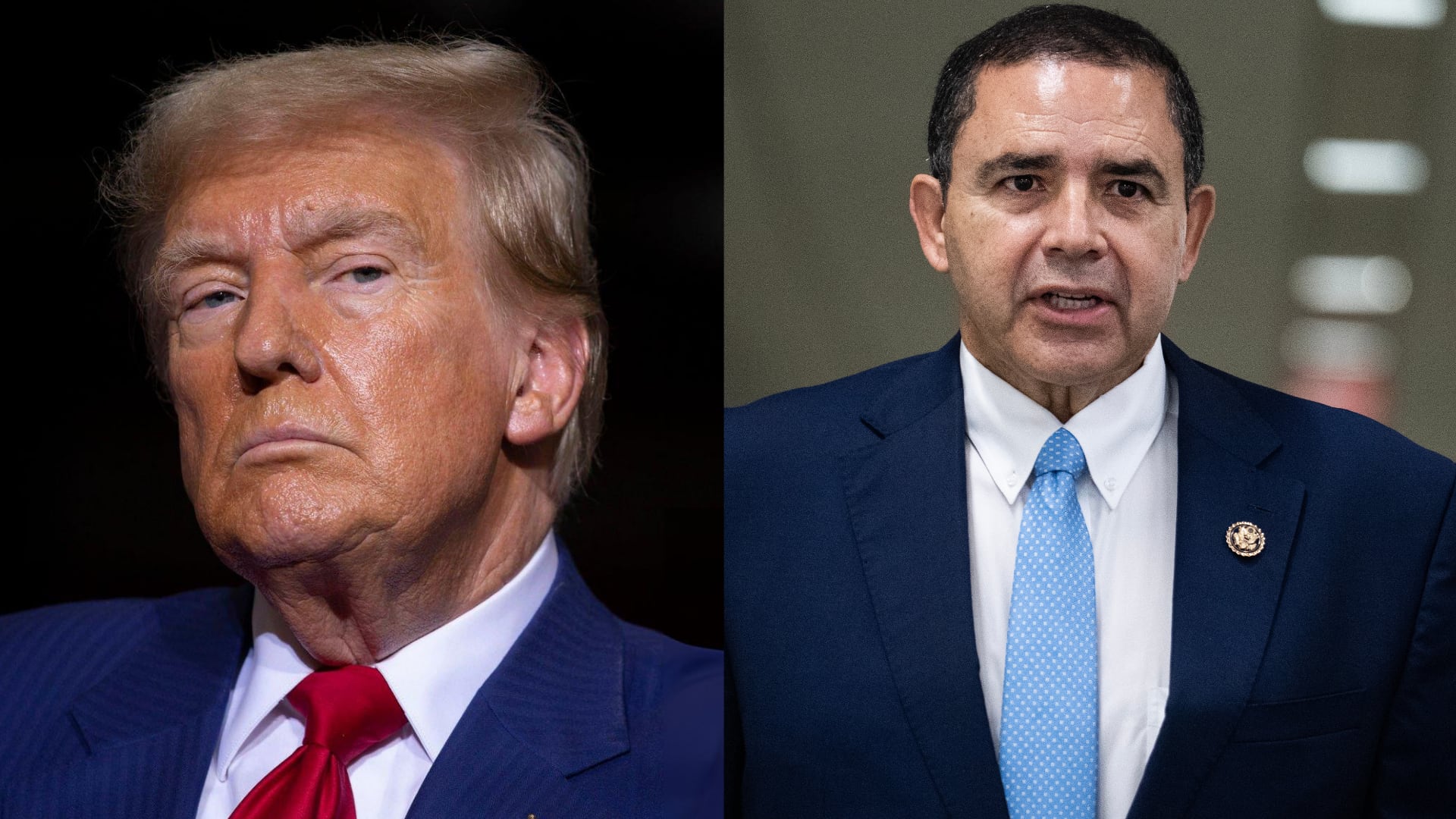 El presidente de Estados Unidos, Donald Trump, y el congresista de Texas, Henry Cuéllar. FOTOS: Bill Pugliano y Tom Williams/Getty Images.