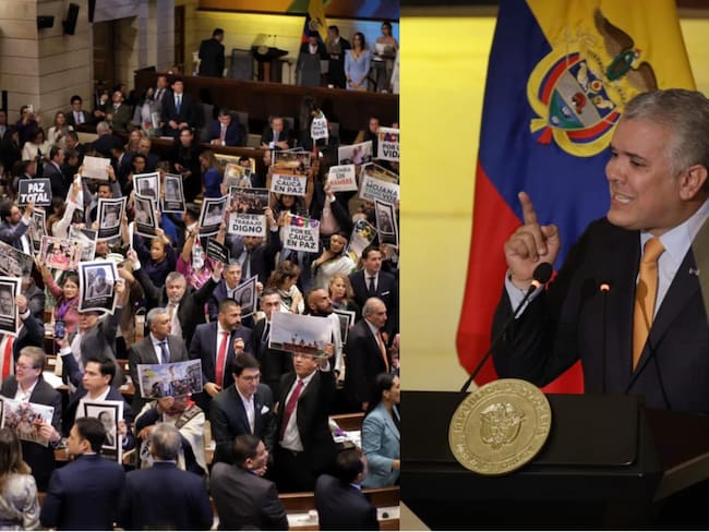 Video: el momento en el que interrumpieron discurso de Duque en el Congreso. Fotos: Colprensa