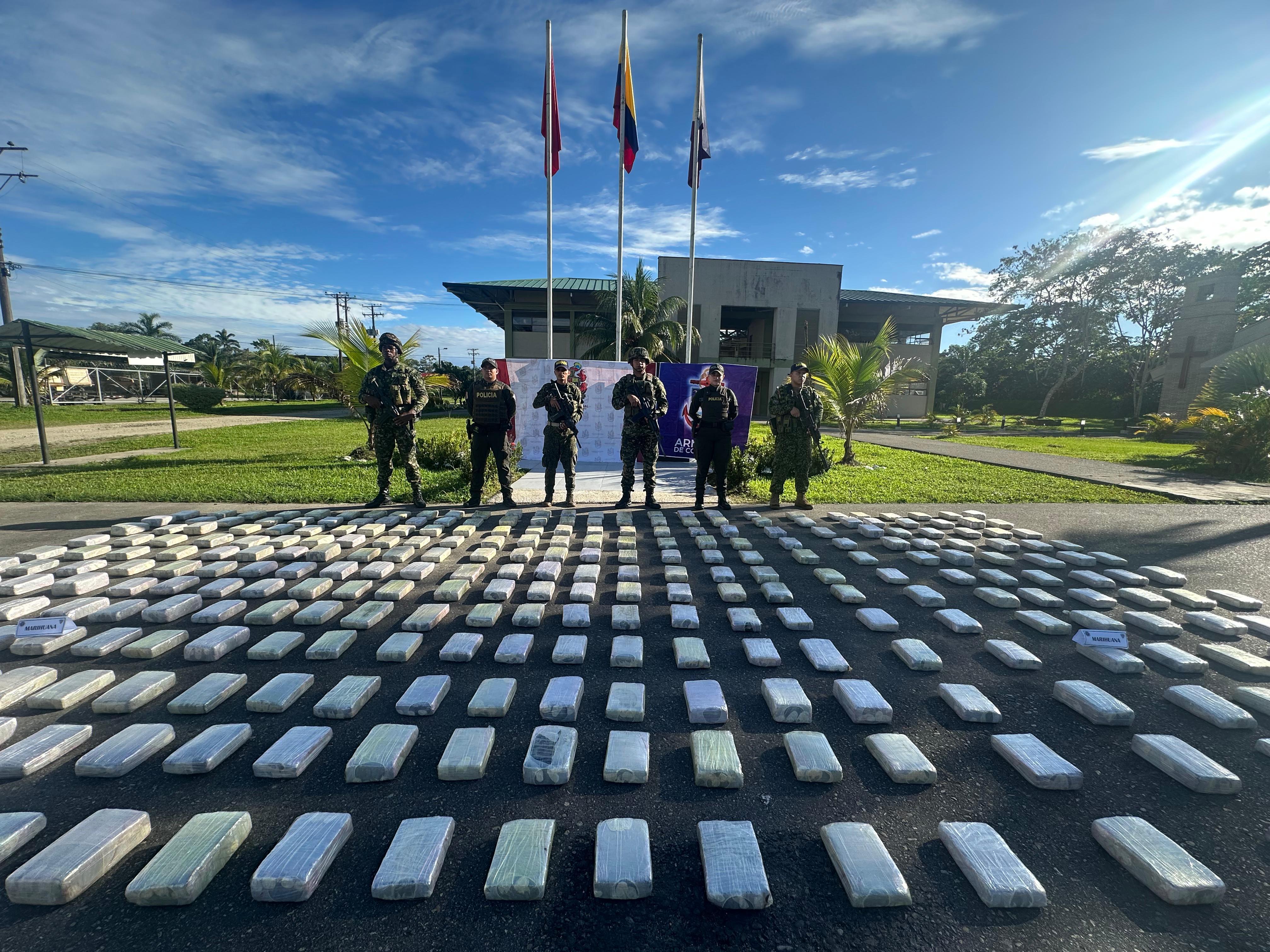 Incautación de 650 kilogramos de marihuana en Puerto Asís. Foto: suministrada.