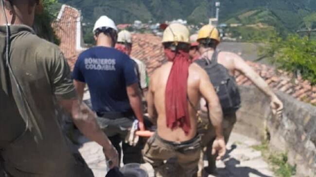 Dos mineros resultaron heridos en Marmato, Caldas. Foto: Tomada del perfil de Facebook de Bomberos Marmato, Caldas.