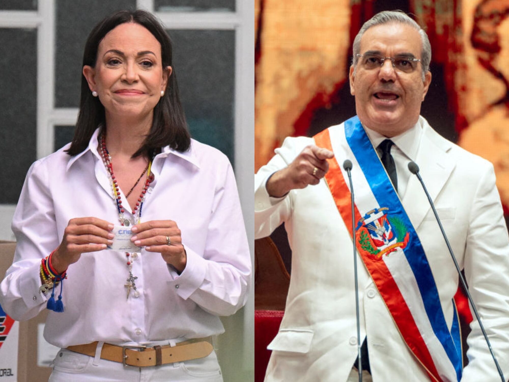 María Corina Machado y Luis Abinader . I Fotos: Getty Images.