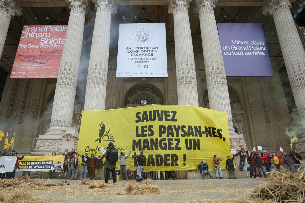 Manifestación de agricultores. Foto: THOMAS SAMSON/AFP via Getty Images.