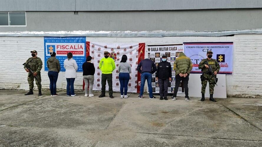 Los implicados fueron capturados en operativos realizados en Popayán y Santander de Quilichao . Foto: Fiscalía