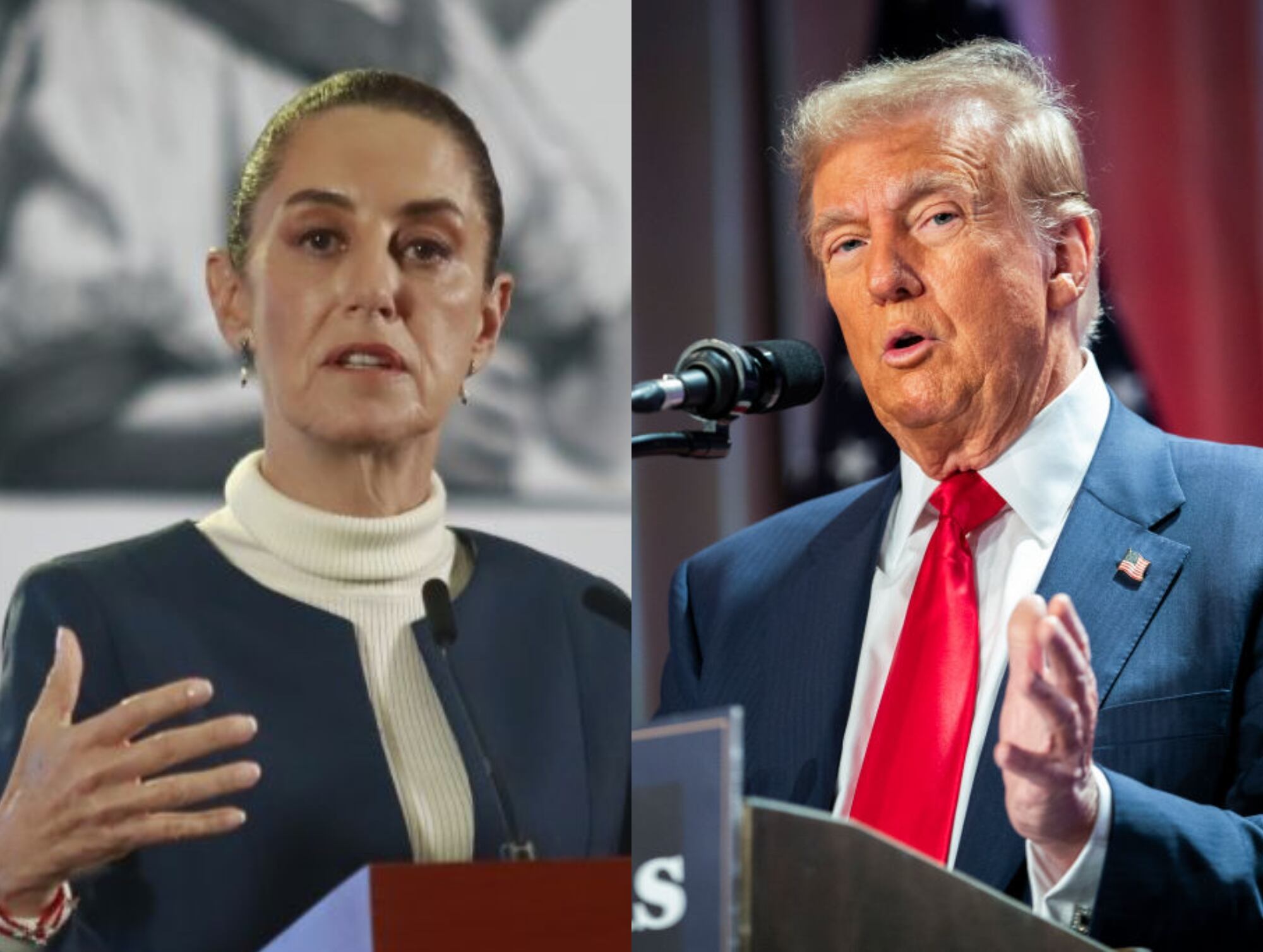 Claudia Sheinbaum. I Foto: Carlos Santiago/Eyepix Group/LightRocket via Getty Images. Donald Trump. I Foto: Allison Robbert-Pool/Getty Images.