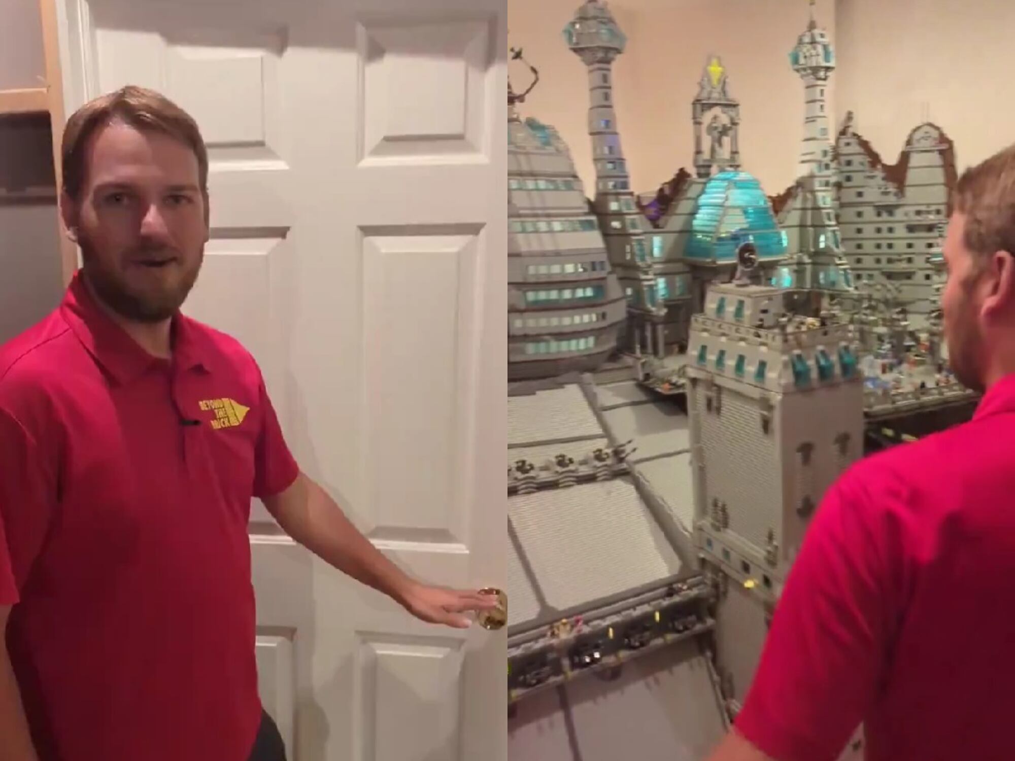 Hombre construyó una 'fortaleza', pero con fichas Lego: habrían más de un millón de piezas. Foto: Captura de pantalla.