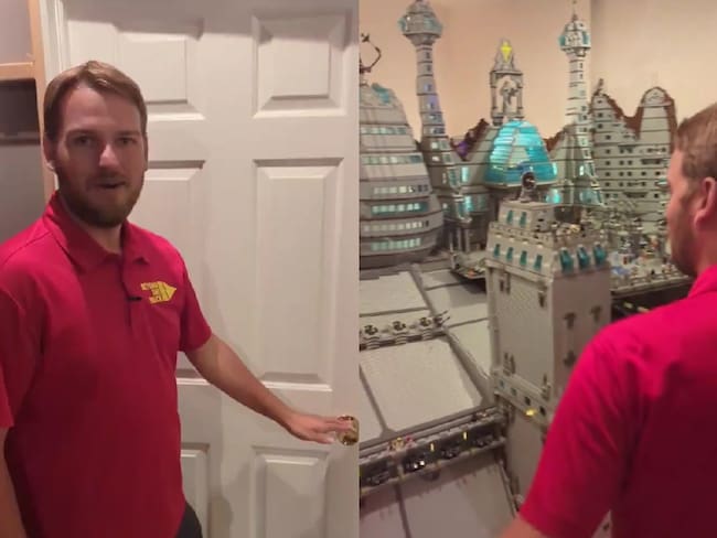 Hombre construyó una 'fortaleza', pero con fichas Lego: habrían más de un millón de piezas. Foto: Captura de pantalla.