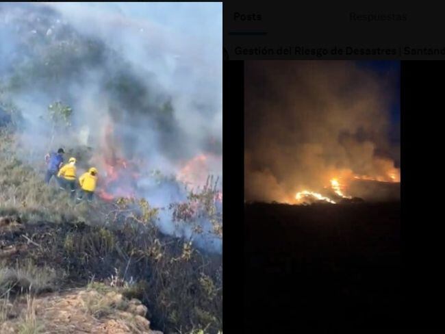 Fue controlado incendio forestal en Betulia, Santander: 25 hectáreas se habrían perdido. Fotos: Oficina de gestión del riesgo de Santander.