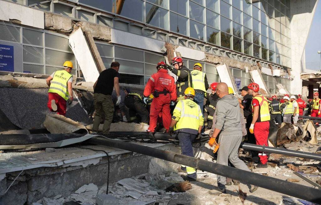 Derrumbe en una estación de metro en Serbia. I Foto: Interior Ministry / Handout/Anadolu via Getty Images.