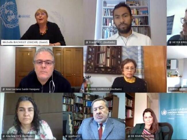 Varios delegados de las plataformas de derechos humanos sostuvieron una reunión virtual con la Alta Comisionada de la ONU para los Derechos Humanos, Michelle Bachelet. Foto: Organizaciones sociales