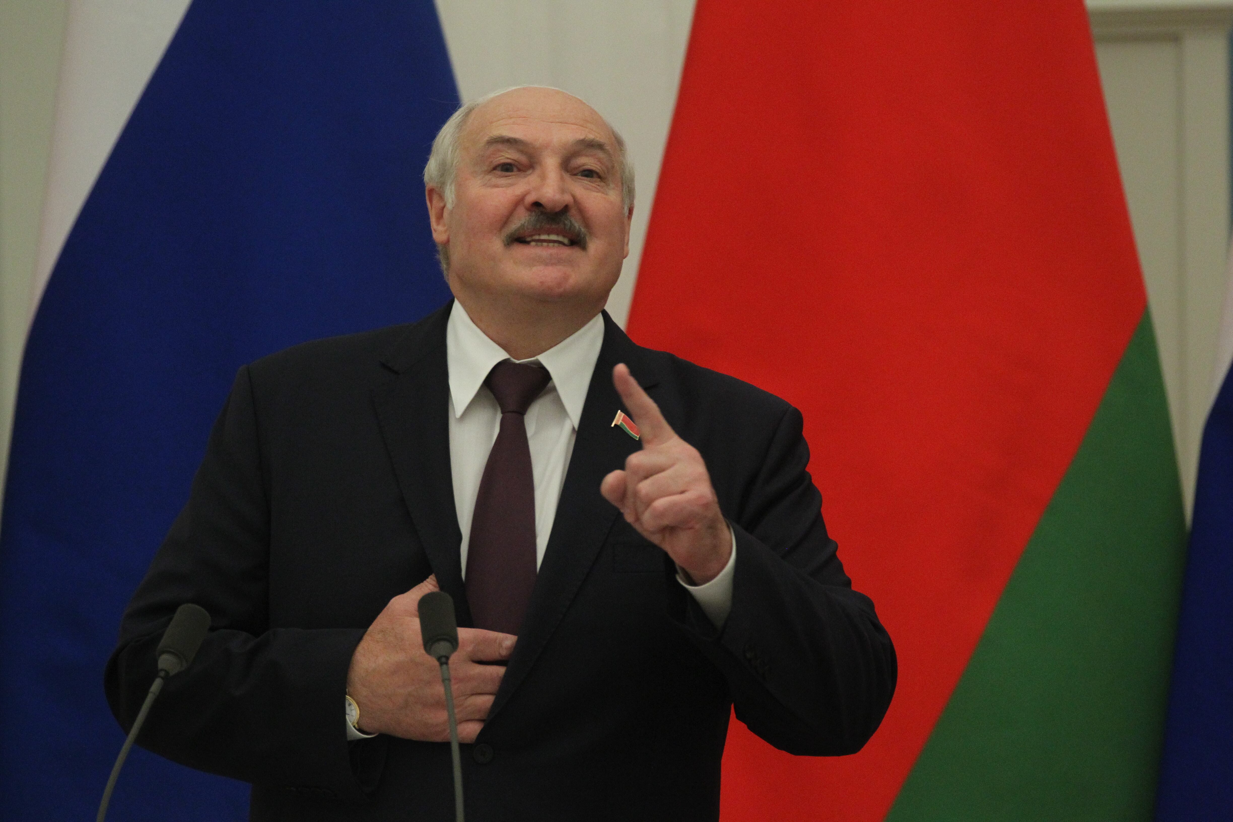 MOSCOW, RUSSIA - SEPTEMBER 09: (RUSSIA OUT) Belarussian President Alexander Lukashenko seen during a joint press conference at the Kremlin on September 9, 2021 in Moscow, Russia. President of Belarus Alexander Lukashenko is having a one-day visit to Russia. (Photo by Mikhail Svetlov/Getty Images)