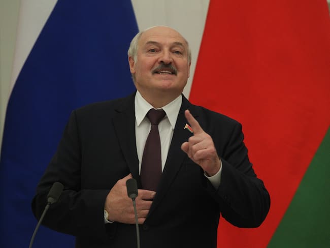 MOSCOW, RUSSIA - SEPTEMBER 09: (RUSSIA OUT) Belarussian President Alexander Lukashenko seen during a joint press conference at the Kremlin on September 9, 2021 in Moscow, Russia. President of Belarus Alexander Lukashenko is having a one-day visit to Russia. (Photo by Mikhail Svetlov/Getty Images)