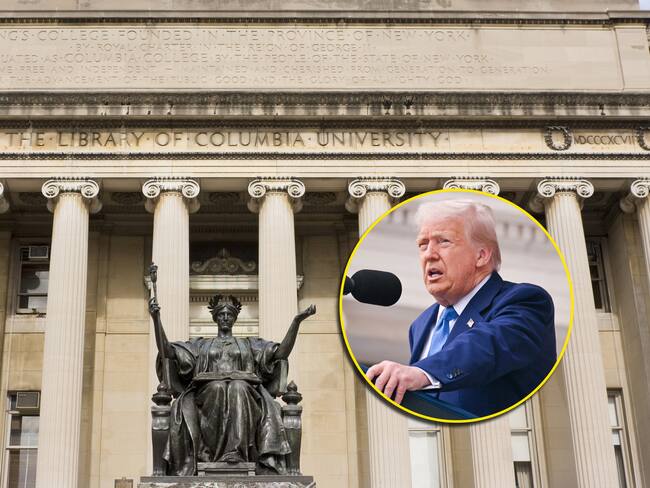 Universidad de Columbia y Donald Trump. Foto: Lya_Cattel y SAUL LOEB/AFP via Getty Images.